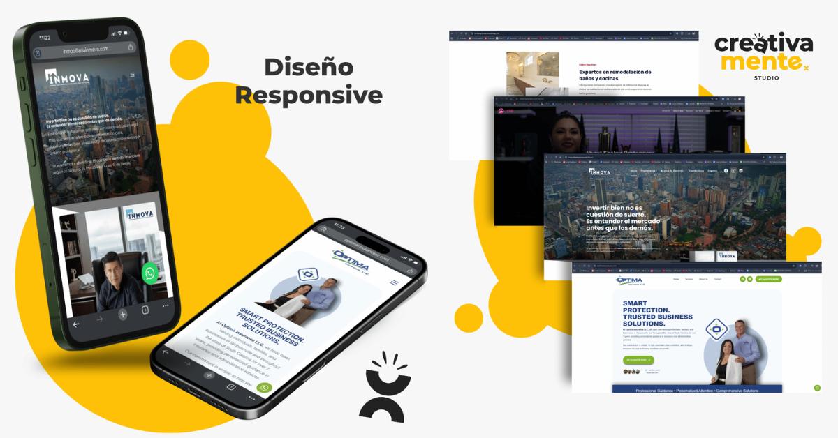 mockup diseño web profesional con muestra responsive